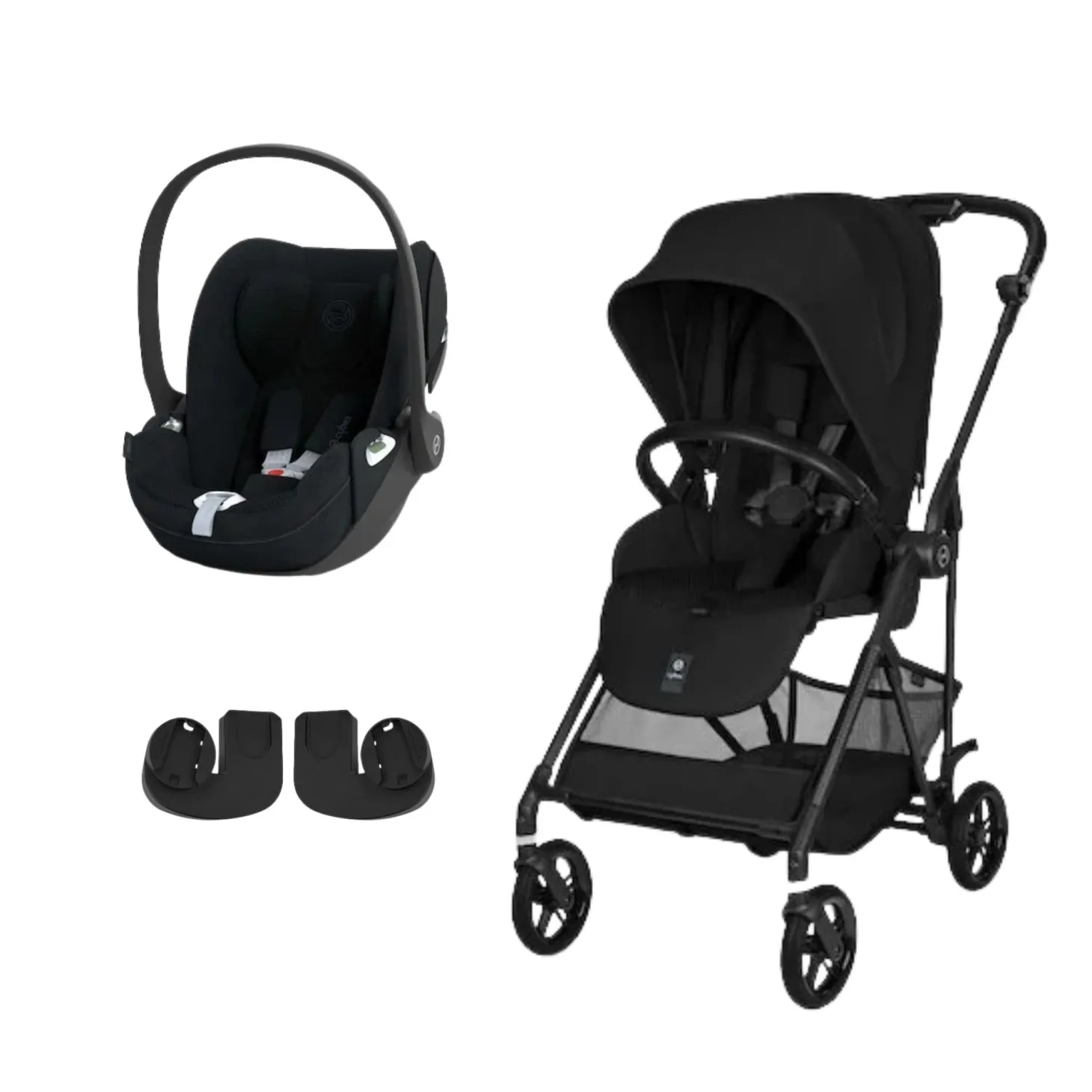 Pack Poussette duo Melio Magic Black + coque Cloud T tissu plus Sepia Black de Cybex