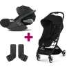 Pack Poussette duo Orfeo Magic Black + adaptateurs coque + Coque Cloud T tissu plus Sepia Black                            de Cybex