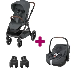 Pack Poussette Duo Oxford Twillic Graphite + adaptateurs coque + coque Pebble 360 pro 2                            de Maxi Cosi