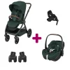 Pack Poussette Duo Oxford Twillic Green + adaptateurs coque + coque Pebble 360 pro 2 + base Familyfix 360 pro                            de Maxi Cosi