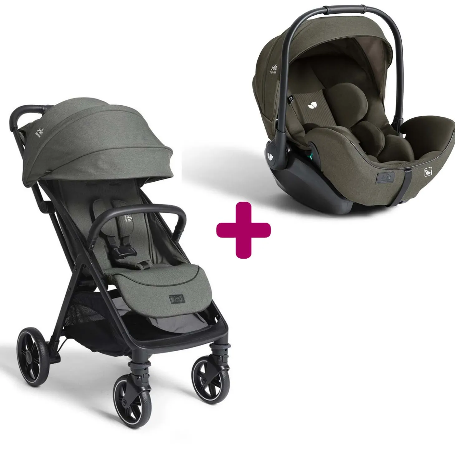 Pack Poussette duo Parcel LX Evergreen + coque I-Level Pro Evergreen de Joie