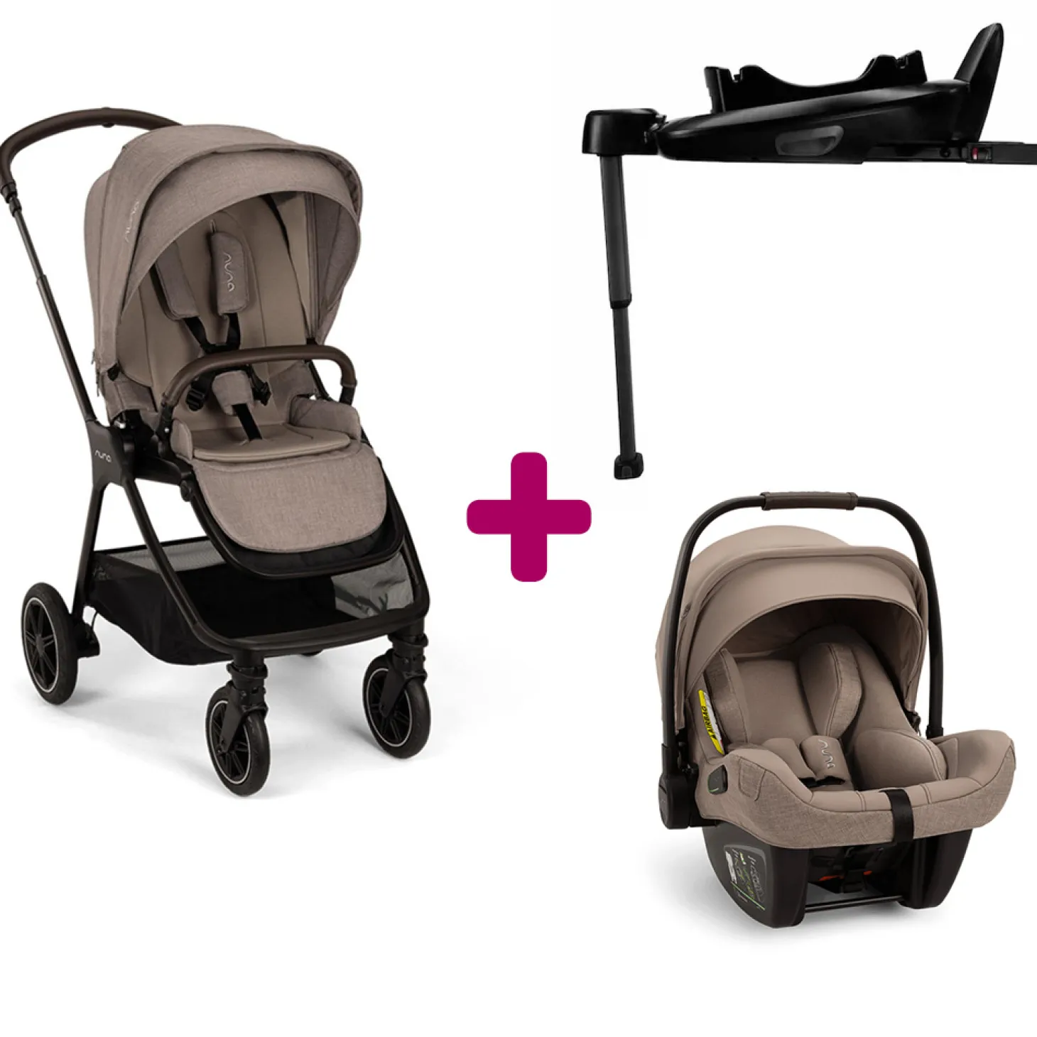 Pack Poussette duo Triv Next Cedar + coque Pipa next Cedar + base next de Nuna