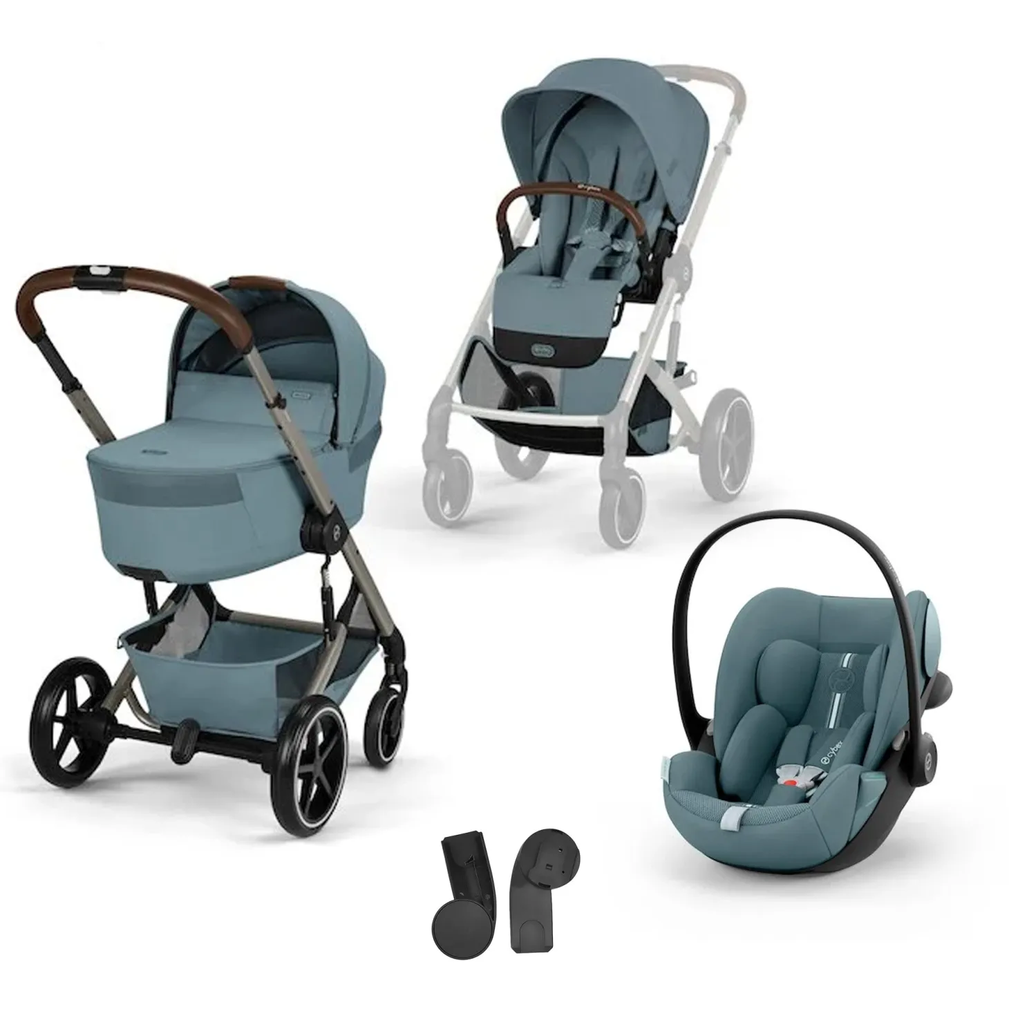 Pack Poussette Trio Balios S Lux avec Nacelle pliable + coque Cloud G3 tissu plus Stormy blue de Cybex