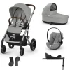 Pack Poussette Trio Balios S Lux Stone Grey + coque Cloud G tissu plus Stone Grey + Nacelle S Lux + Base G3                            de Cybex