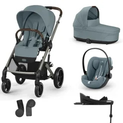 Pack Poussette Trio Balios S Lux Stormy Blue + coque Cloud G tissu plus Stormy Blue + Nacelle S Lux + Base G3                            de Cybex