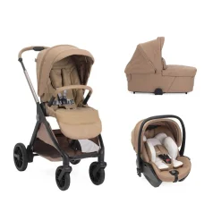Pack Poussette trio Bellagio 2 Caramel + nacelle Flexi Caramel + coque First Seat Recline Caramel                            de Chicco