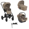 Pack poussette Trio Chrome Cashew + coque1-snug 2 + nacelle chrome + base Encore pivotante                            de Joie