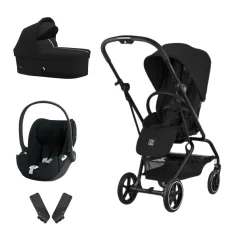 Pack Poussette trio Eezy S Twist +2 Magic Black Cadre Noir + coque Cloud T tissu plus Sepia Black                            de Cybex