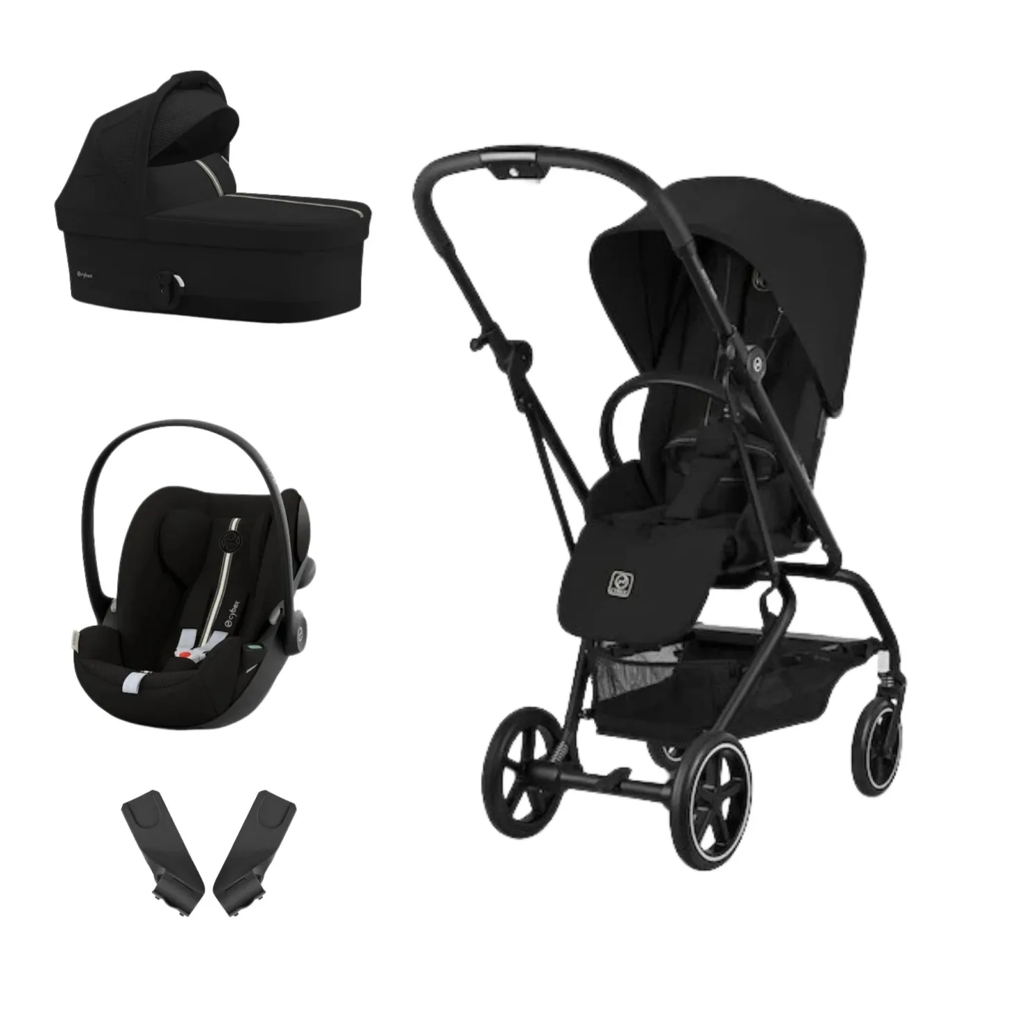 Pack Poussette trio Eezy S Twist +2 Magic Black Cadre Noir + coque Cloud G tissu plus Moon Black + nacelle Magic Black de Cybex
