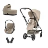 Pack Poussette trio Eezy S Twist +2 Almond Beige Cadre Taupe + coque Cloud T tissu plus Cozy Beige                            de Cybex
