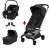 Pack Poussette Trio Fame Cabin Onyx Black + adaptateurs coque + coque Pebble 360 pro Twillic Black + nacelle                             de Maxi Cosi