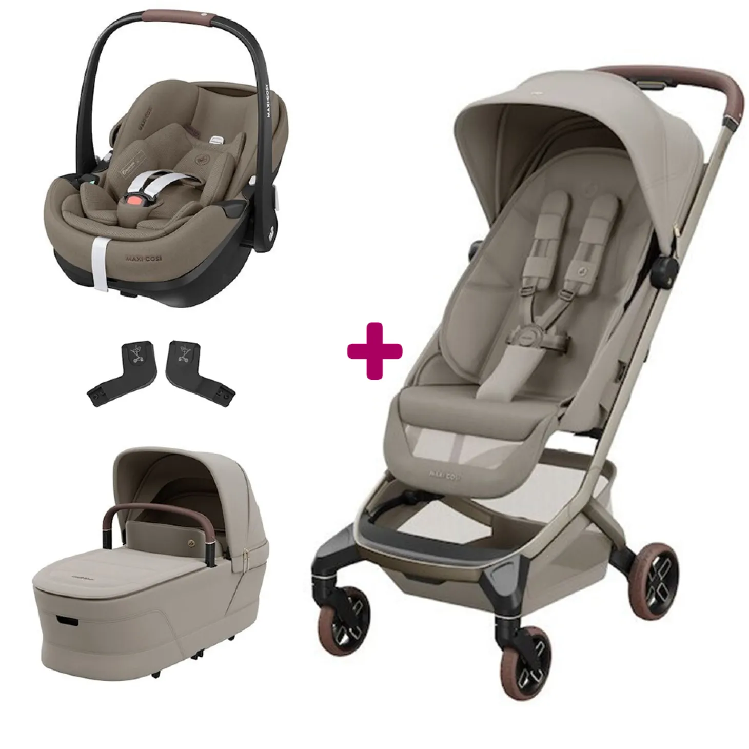 Pack Poussette Trio Fame Cabin Sapphire sand + adaptateurs coque + coque Pebble 360 pro Twillic Truffle + nacelle de Maxi Cosi