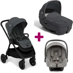 Pack poussette trio Finiti Ebony + nacelle Calmi Ebony + coque I Snug 2 Shale Pebble                            de Joie