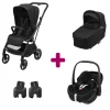 Pack Poussette Trio Léona 2 Twillic Black + nacelle + adaptateurs coque + coque Pebble 360 pro 2                            de Maxi Cosi
