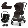 Pack Poussette trio Melio Chocolate Brown + nacelle + coque Cloud G tissu plus Moon Black                            de Cybex