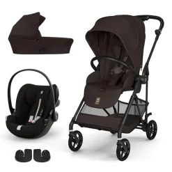 Pack Poussette trio Melio Chocolate Brown + nacelle + coque Cloud G tissu plus Moon Black                            de Cybex