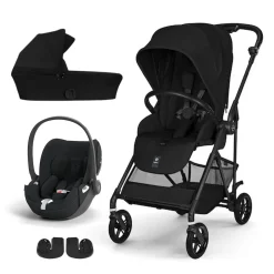 Pack Poussette trio Melio Magic Black + nacelle + coque Cloud T tissu plus Sepia Black                            de Cybex