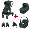 Pack Poussette Trio Oxford Twillic Green + Nacelle + adaptateurs coques + coque Pebble 360 pro 2 + base Familyfix 360 pro                            de Maxi Cosi