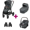 Pack Poussette Trio Oxford Twillic Graphite + Nacelle + adaptateurs coques + coque Pebble 360 pro 2                             de Maxi Cosi