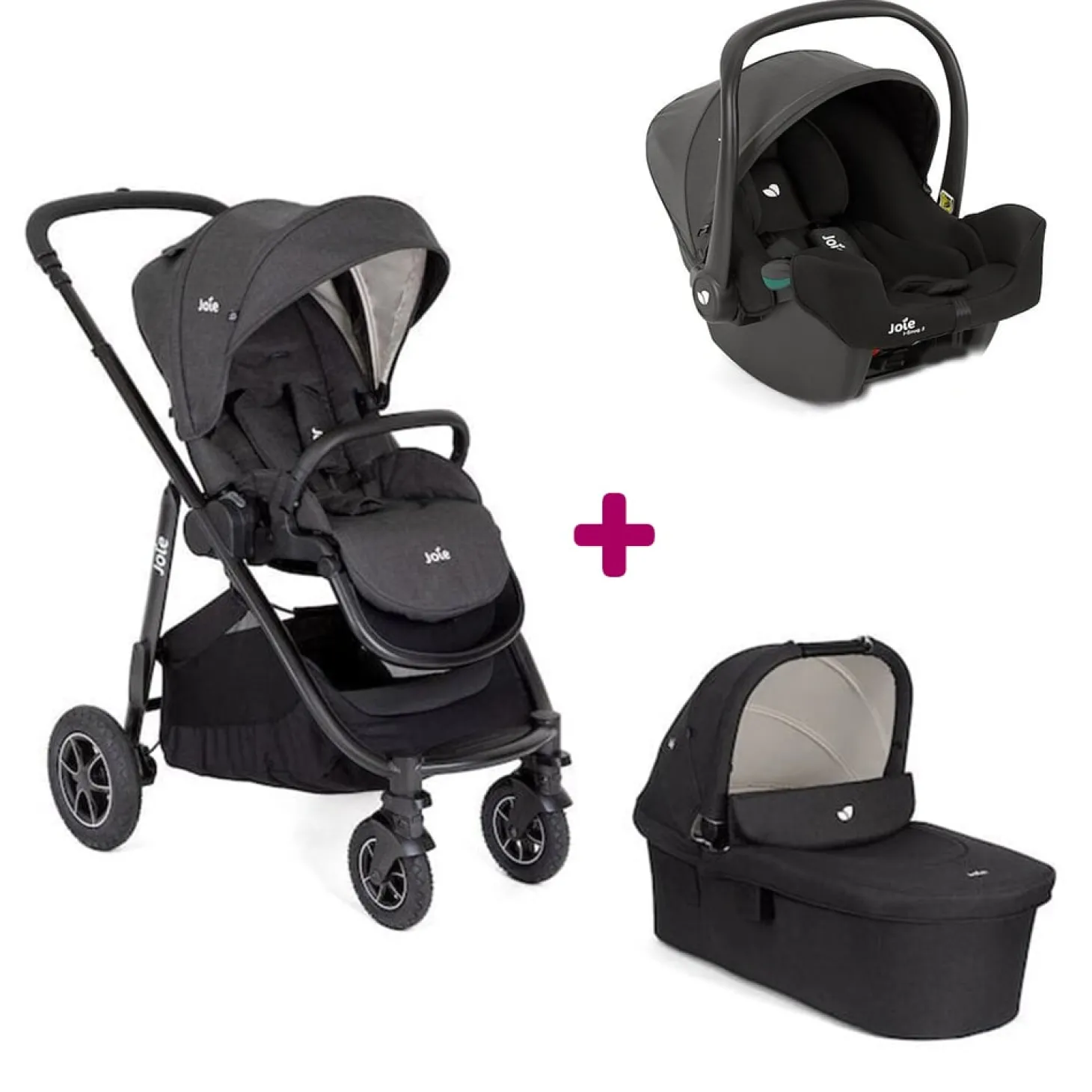 Pack Poussette Trio Versatrax Shale + coque I-Snug 2 Shale + nacelle Ramble XL Shale de Joie