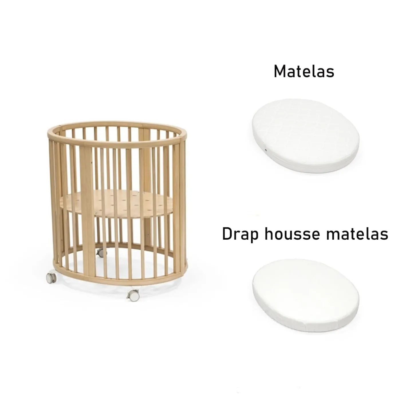 Pack Sleepi Mini Natural + Matelas + drap housse de Stokke
