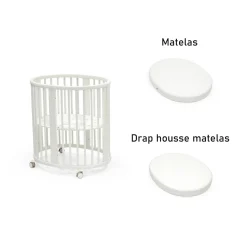 Pack Sleepi Mini White + Matelas + drap housse                            de Stokke