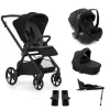 Pack trio Poussette Mumm 5 Coal + nacelle sleep + coque allongeable Kombibaby Matt Black + adaptateur + base pivotante                            de Jané