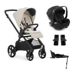Pack trio Poussette Mumm 5 Sand-li + coque allongeable Kombibaby Matt Black + adaptateur + base pivotante                            de Jané