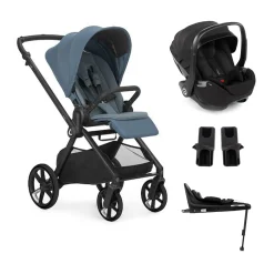 Pack trio Poussette Mumm 5 Seal + coque allongeable Kombibaby Matt Black + adaptateur + base pivotante                            de Jané