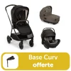 Pack trio poussette Triv next Caviar + Arra flex + nacelle cari next + base curv offerte                            de Nuna