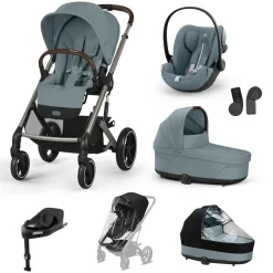 Pack XL Poussette Balios Stormy Blue + nacelle + coque G plus + base G3 + accessoires                            de Cybex