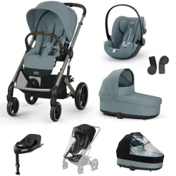 Pack XL Poussette Balios Stormy Blue + nacelle + coque G plus + base G3 + accessoires                            de Cybex