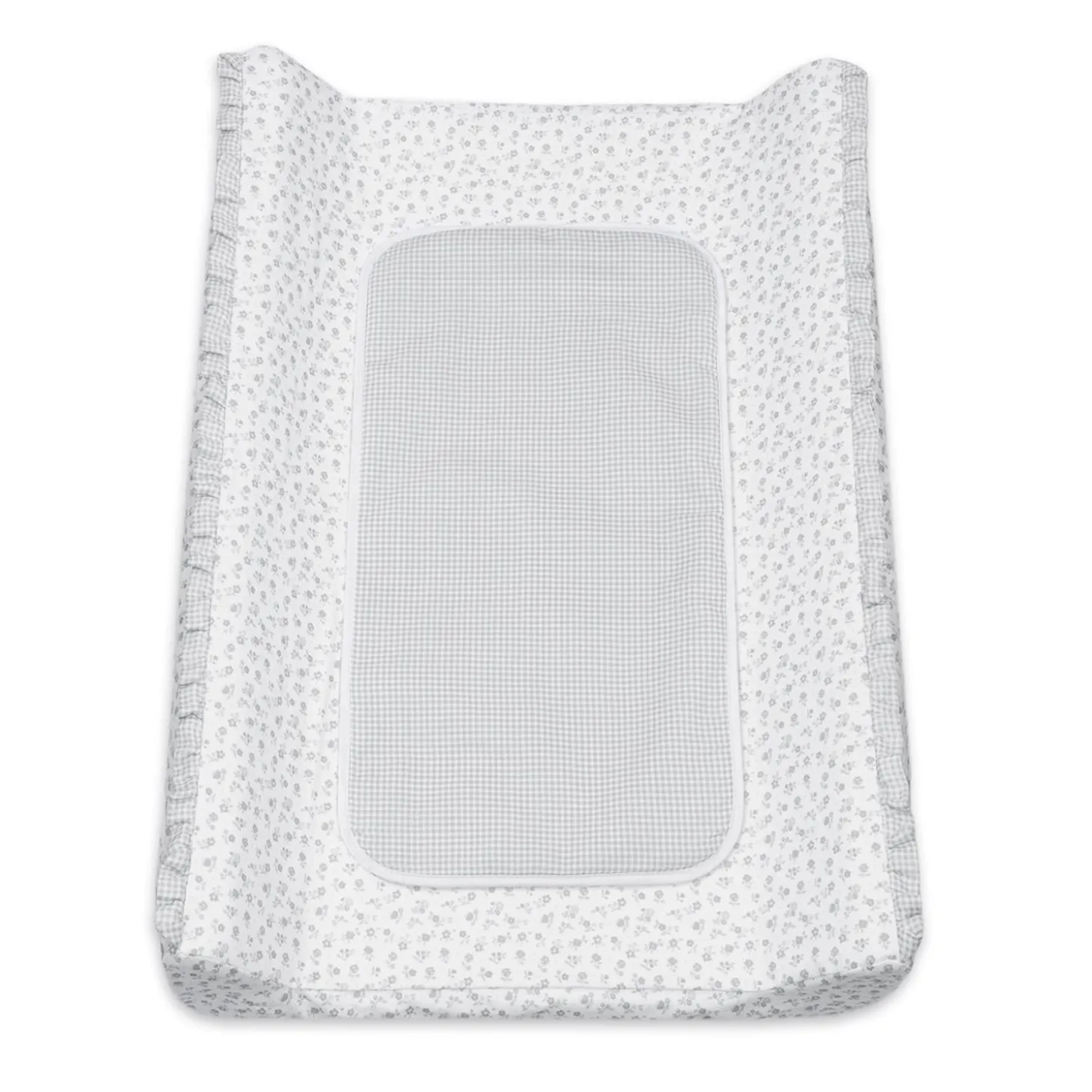 Pasito a Pasito Matelas à langer avec housse Home Little Bloom Fleurs Gris