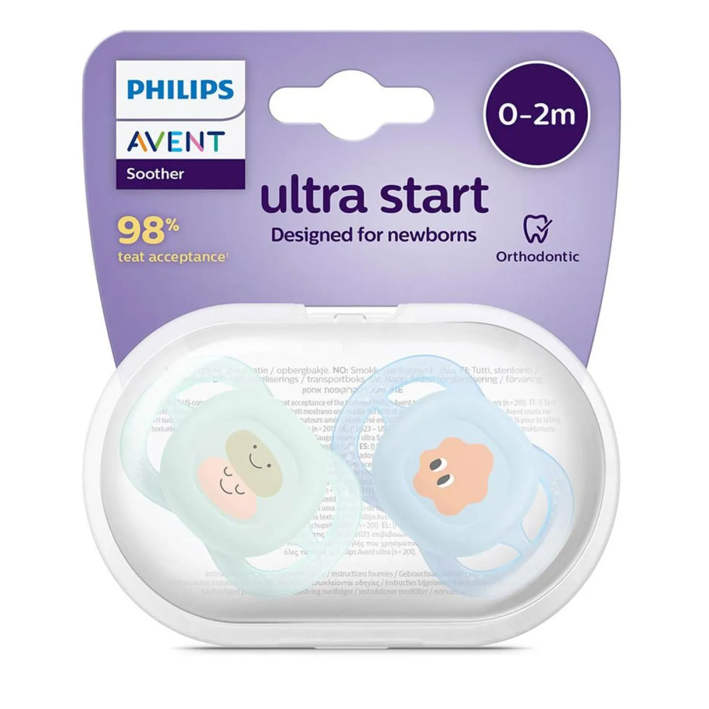 Philips Avent Sucettes Ultra start x2 Pastel Print 0-2 mois
