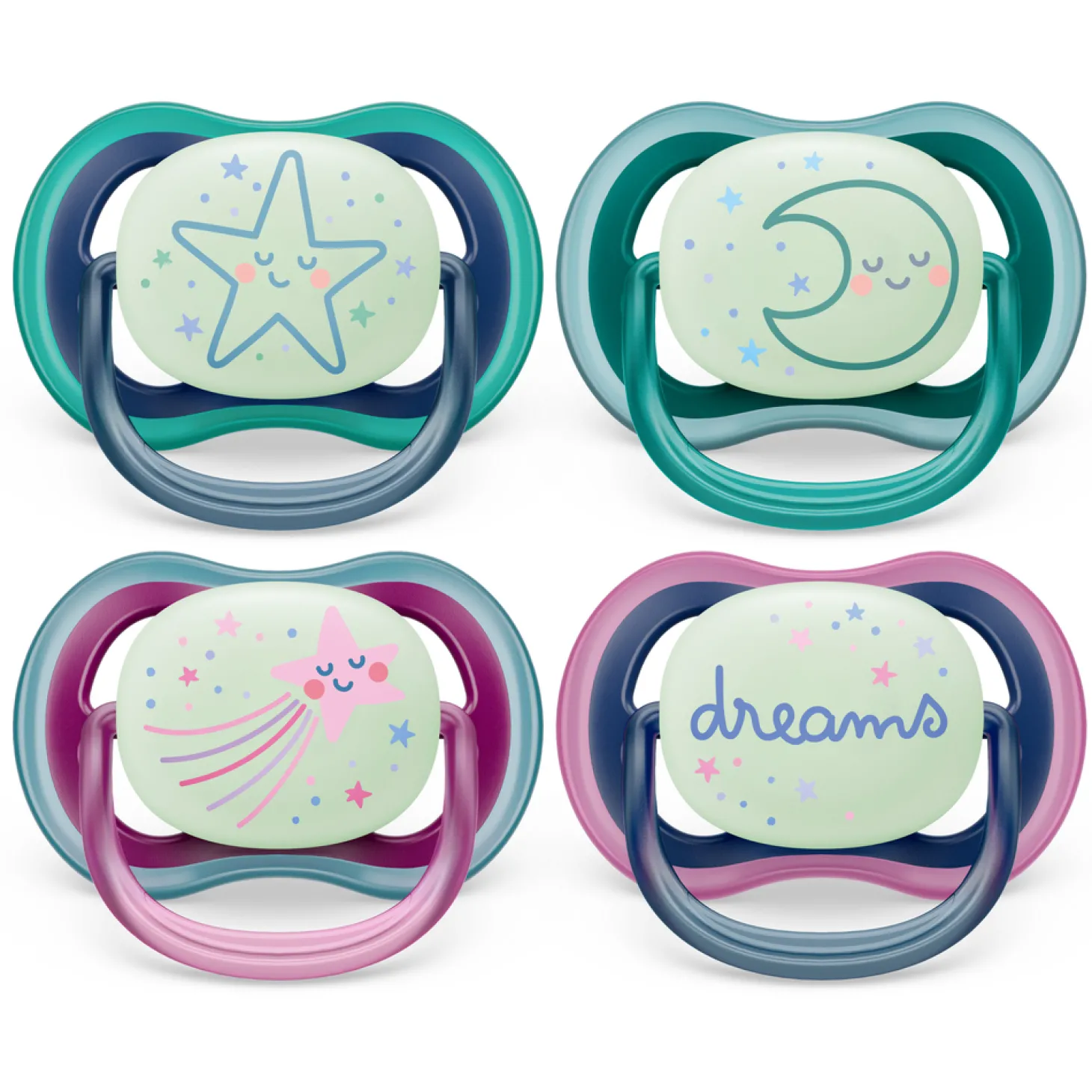 Philips Avent 2 Sucettes Ultra Air Nuit Multicolore