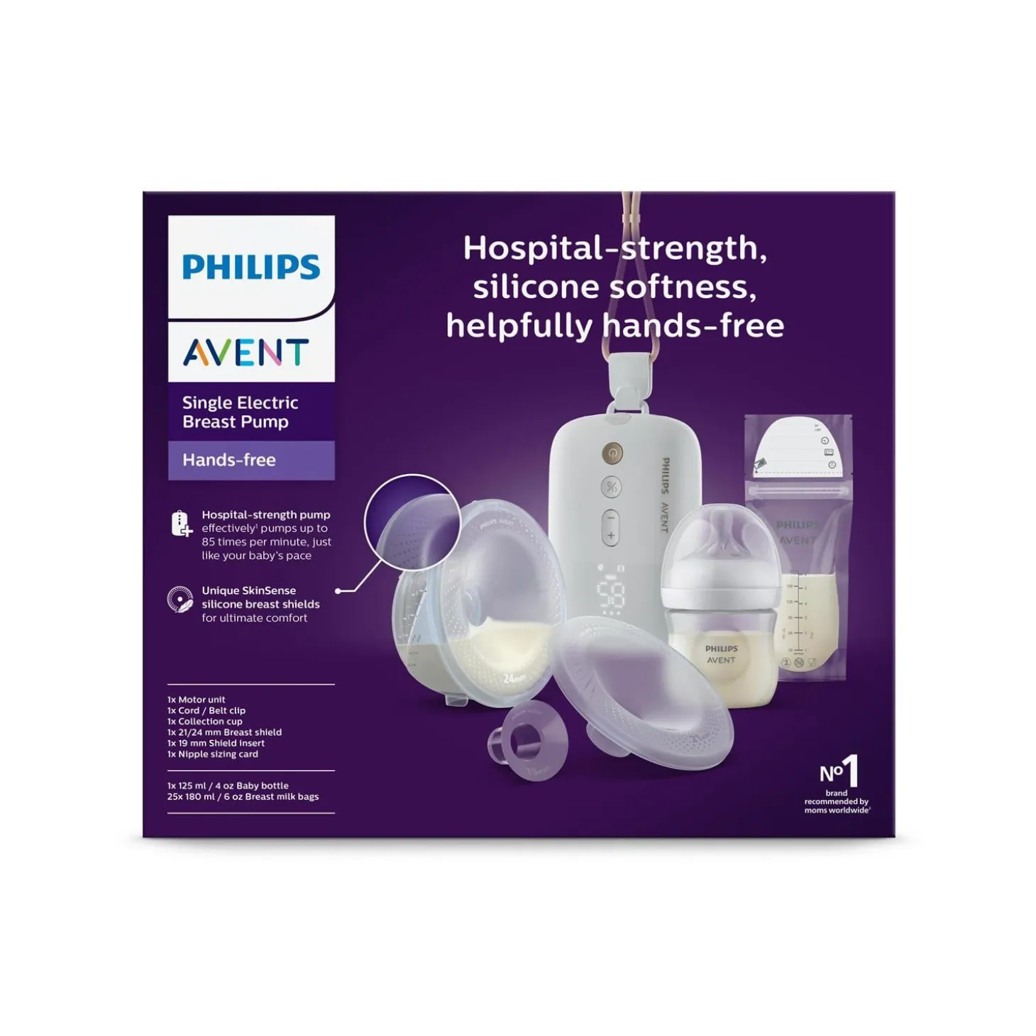 Philips Avent Tire-lait mains libres + biberon et sachet de lait Blanc
