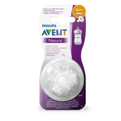 Philips Avent                    2 Tétines Natural 2.0 4trous    Blanc