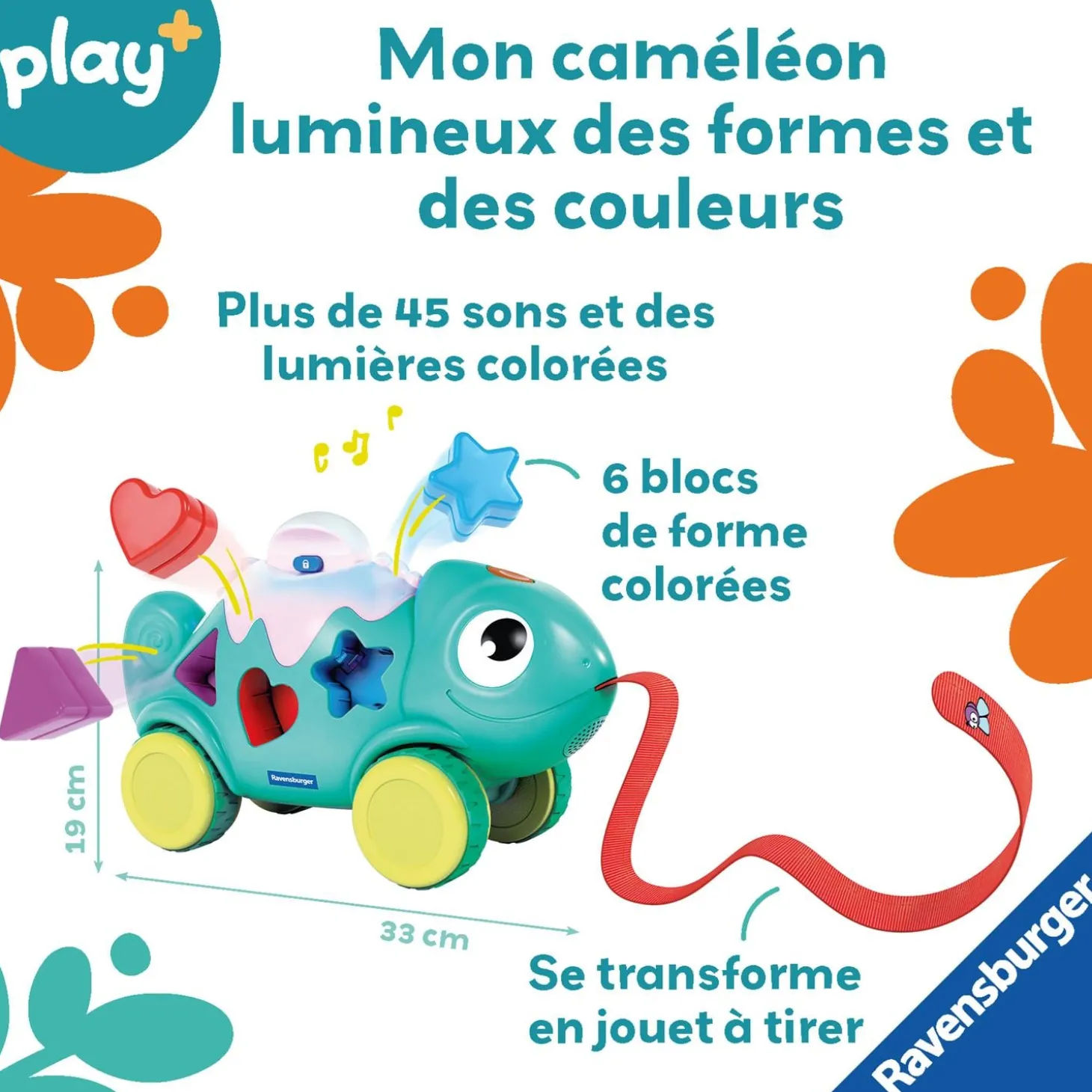 Play+ Jouet Caméléon lumineux Bleu