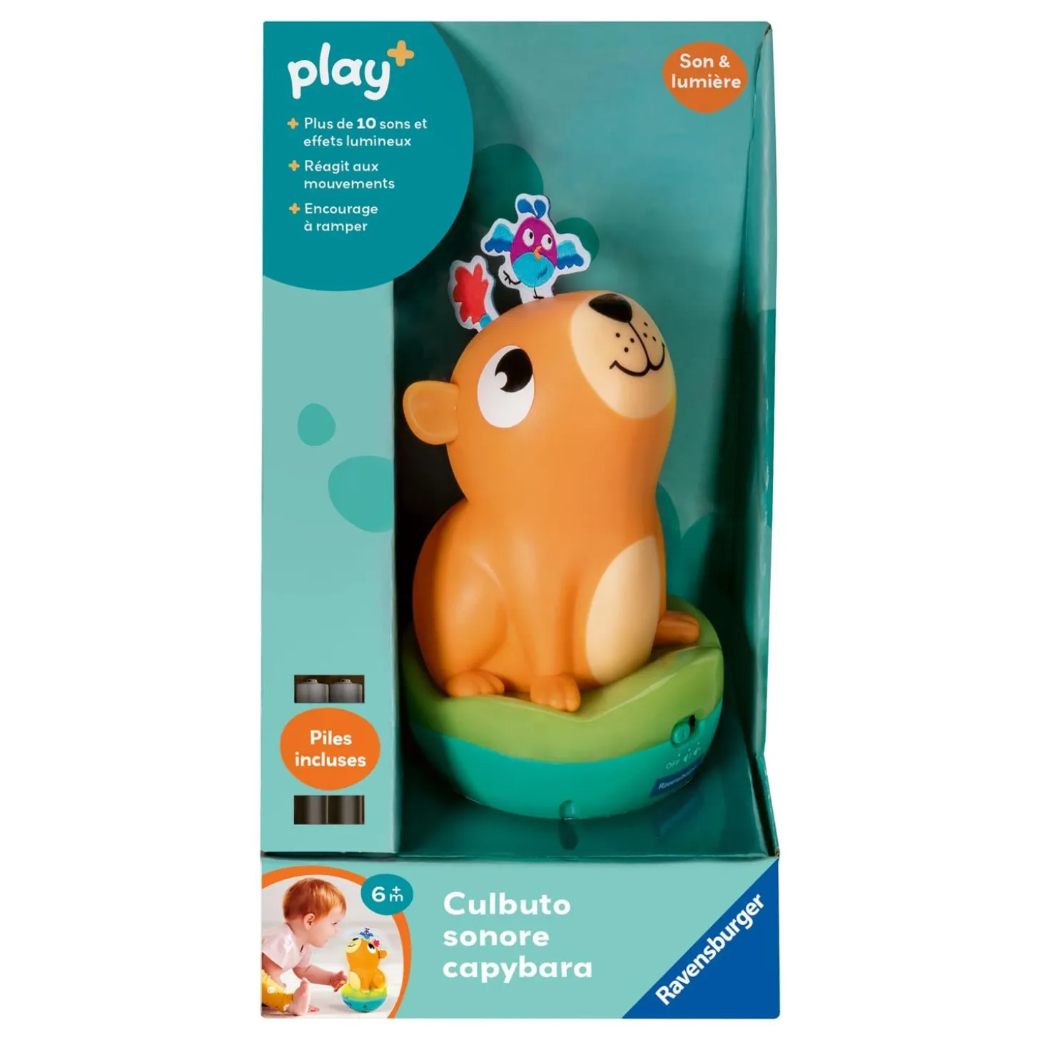 Play+ Jouet Culbuto sonore Capybara Orange
