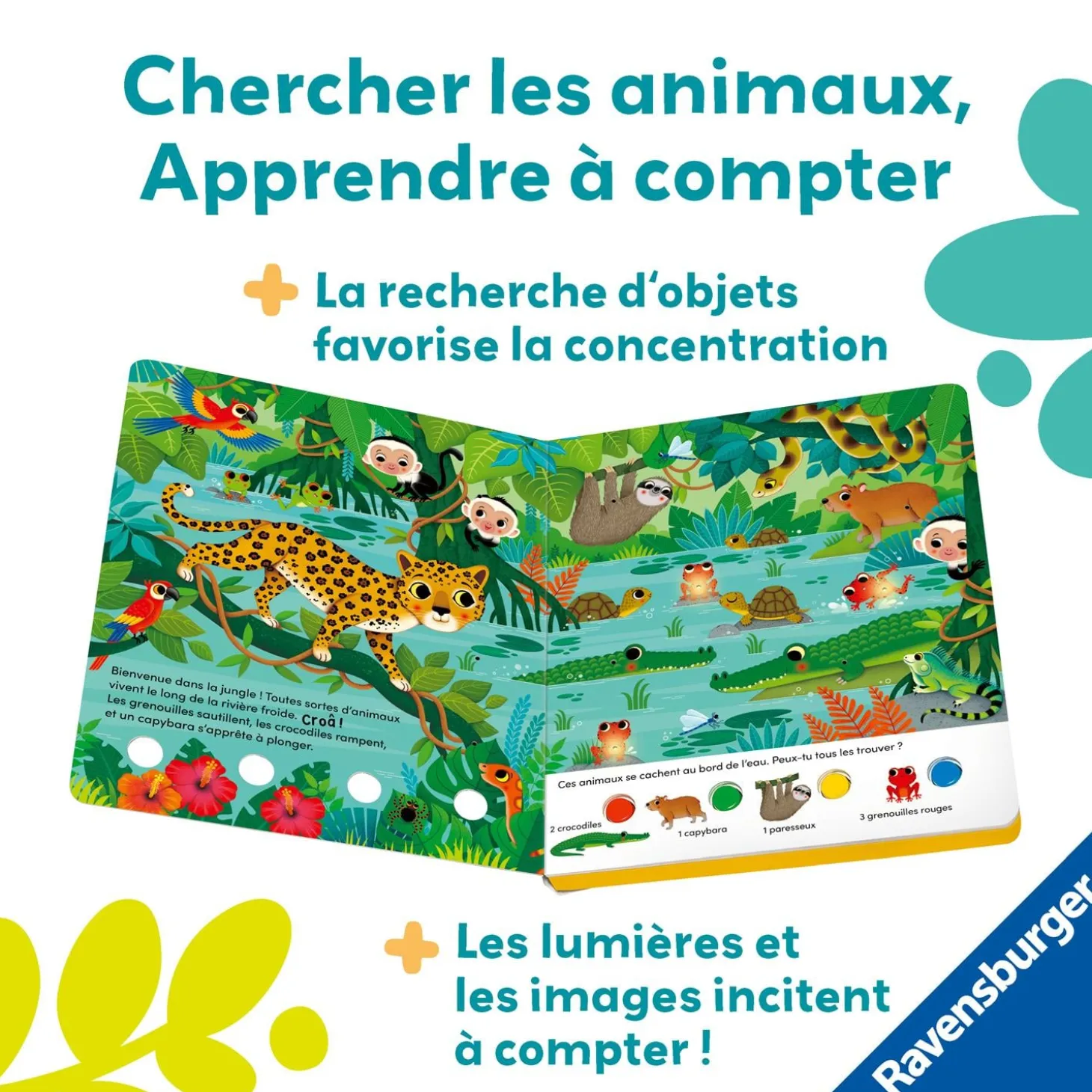 Play+ Livre Cherche et brille Dans La Jungle Multicolore