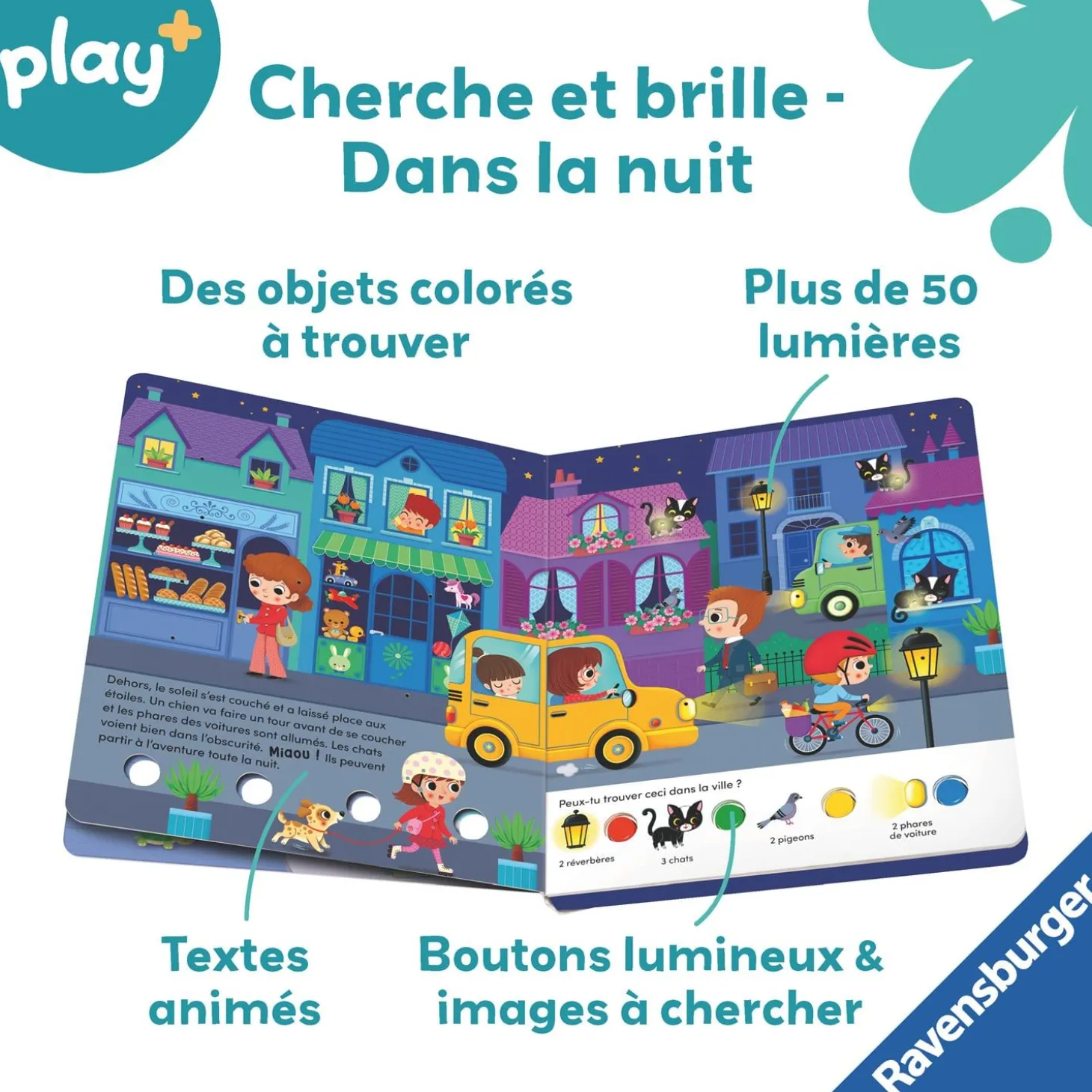 Play+ Livre Cherche et brille Dans La Nuit Multicolore