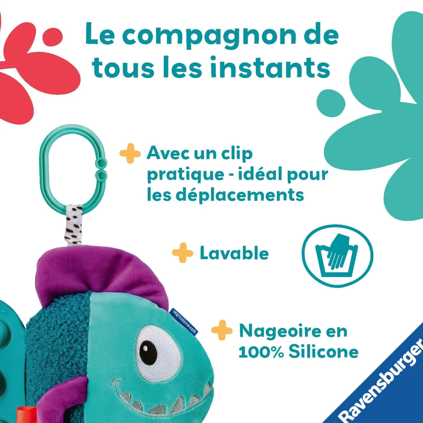 Play+ Peluche d'activité pop-it Piranha Bleu