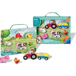 Play+ Puzzle bois aimanté - Compter à la ferme Multicolore