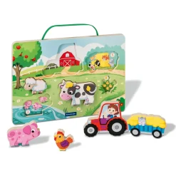 Play+                    Puzzle bois aimanté - Compter à la ferme    Multicolore