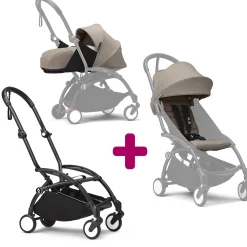 Poussette Yoyo 3 avec pack 0+ nouveau-né et 6+ Taupe Cadre Noir                            de Stokke