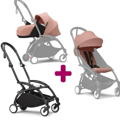 Poussette Yoyo 3 avec pack 0+ nouveau-né et 6+ Ginger Cadre Noir                            de Stokke