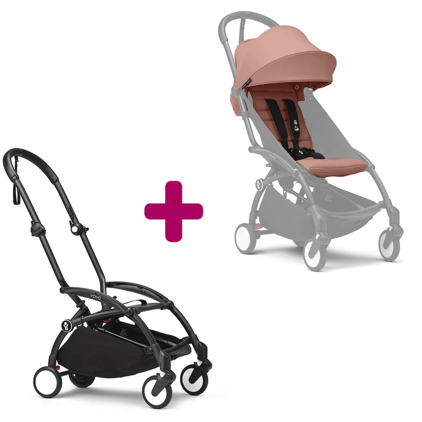 Poussette YOYO 3 Pack 6+ Ginger Cadre Noir de Stokke
