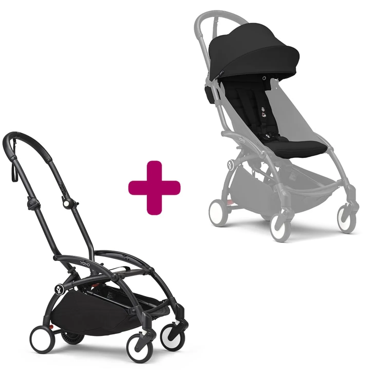 Poussette YOYO 3 Pack 6+ Noir Cadre Noir de Stokke
