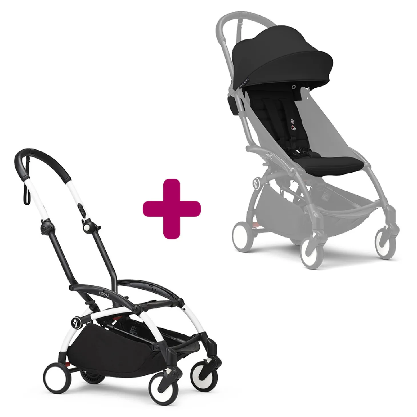 Poussette YOYO 3 Pack 6+ Noir Cadre Blanc de Stokke