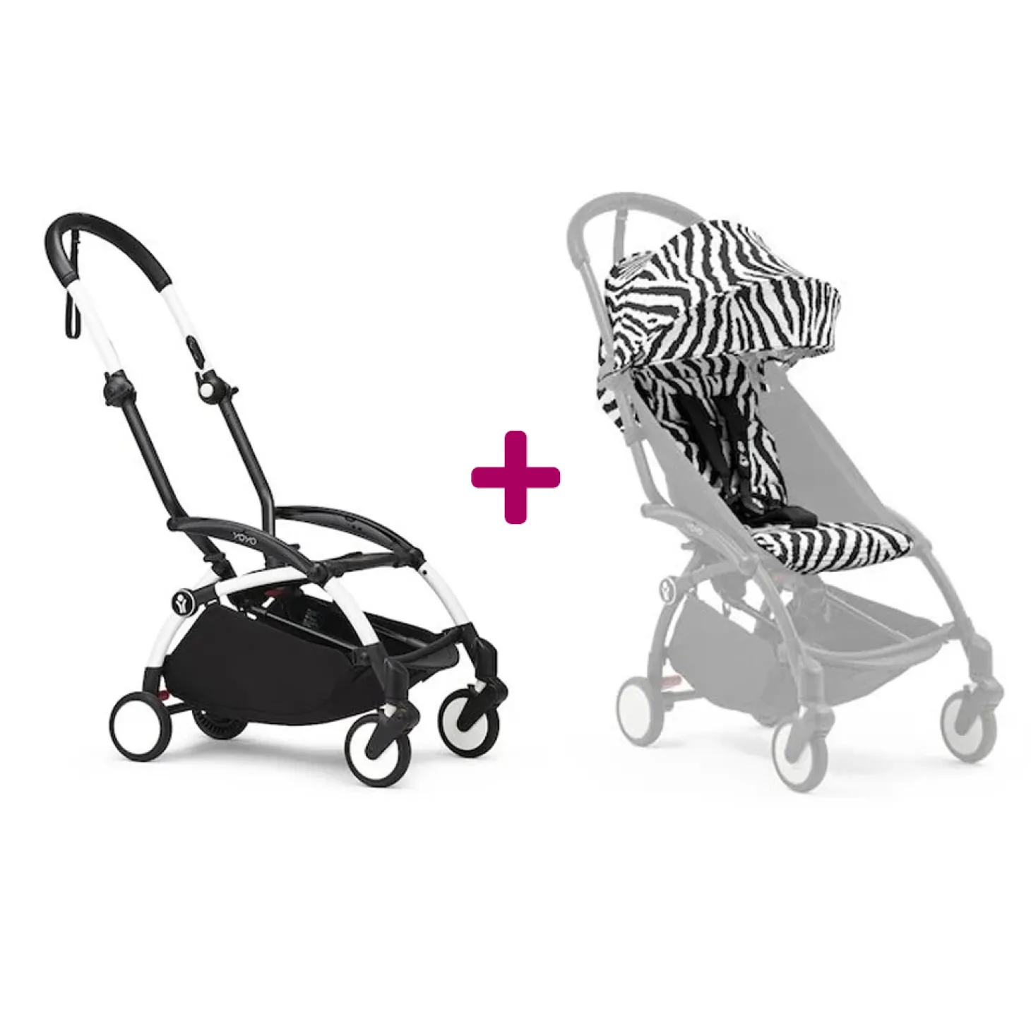 Poussette YOYO 3 Pack 6+ Zèbre Cadre Blanc de Stokke
